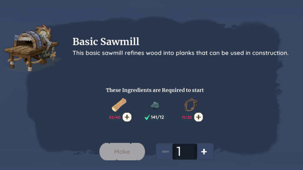 How To Craft A Basic Sawmill In Palia? 1 Basic Sawmill Palia