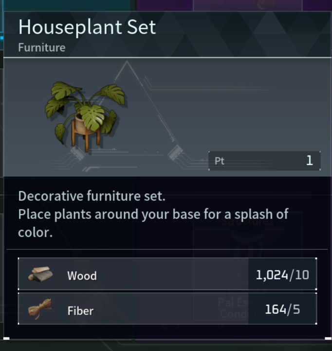 How To Craft Houseplant Set In Palworld 1 Houseplant Set Palworld