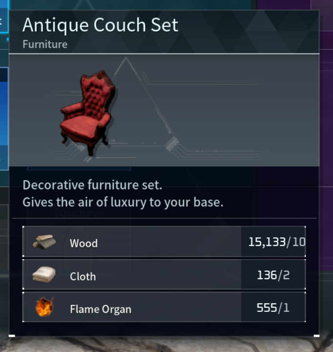 Antique Couch Set Palworld