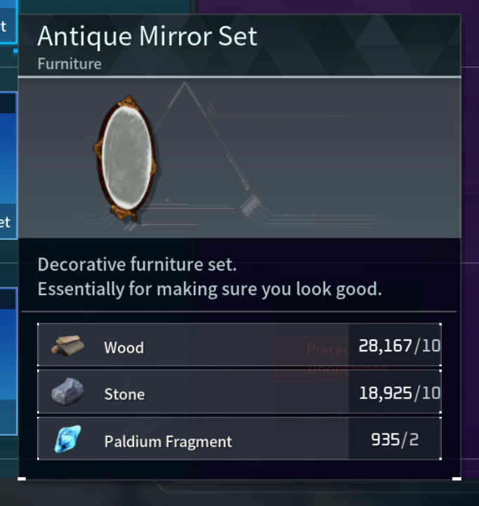 Antique Mirror Set Palworld