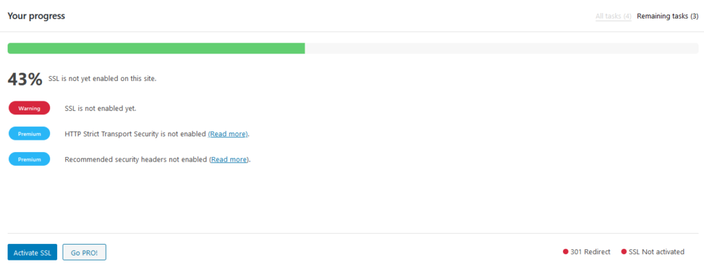 How To Enable SSL In A Wordpress Website 3 Really simple ssl settings progress.