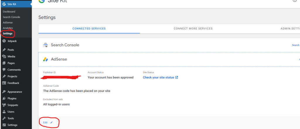 How To Exclude Adsense Adds For Logged-in Users In WordPress 1 site kit adsense settings