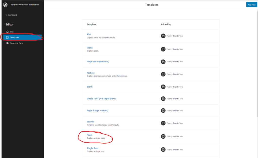How to change header in Twenty Twenty-Two theme 6 Twenty-Twenty-Two-add-template-to-specific-pagegroup