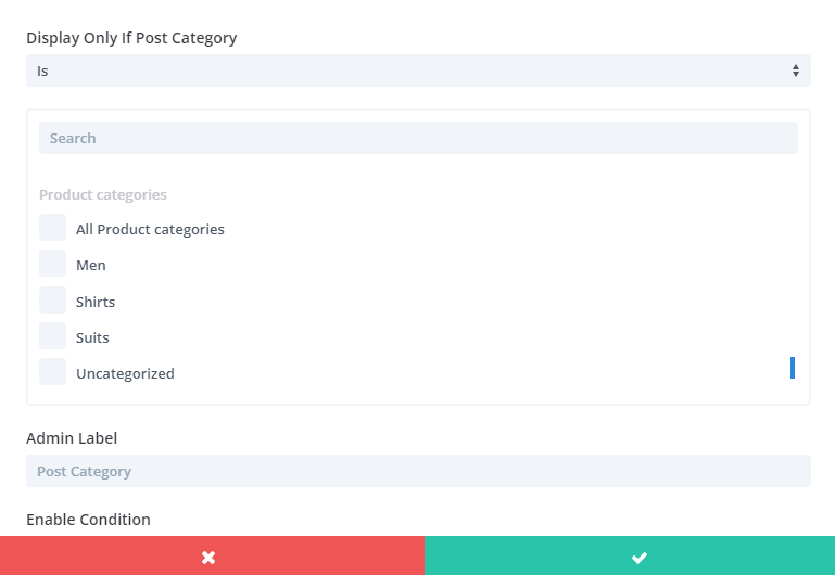 How to show Divi module in a product with a specific category 4 divi display only if post category