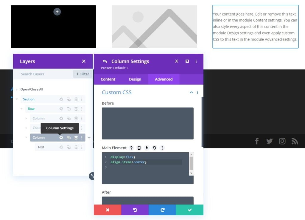 How To Make 3 Columns Same Height Divi 6 Vertically align text module center